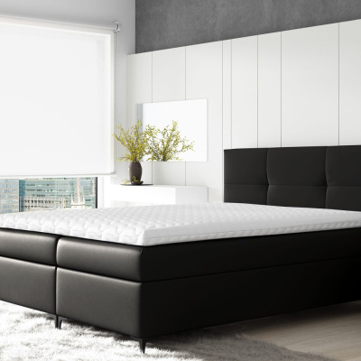 Boxspringová postel BESSIE - 140x200, černá + topper ZDARMA