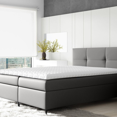 Boxspringová postel BESSIE - 160x200, šedá + topper ZDARMA