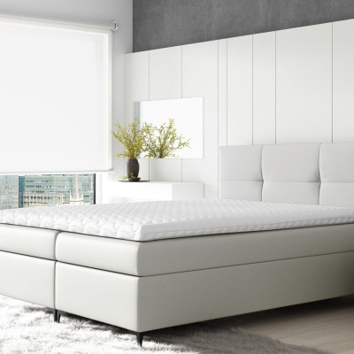 Boxspringová postel BESSIE - 180x200, bílá + topper ZDARMA