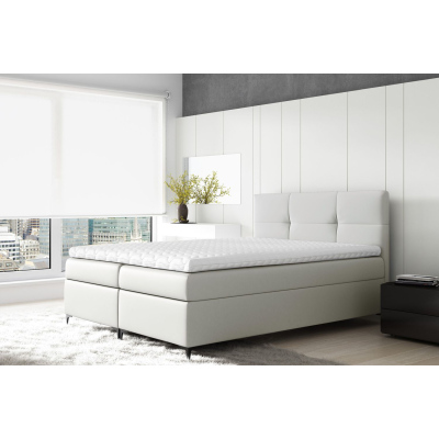 Boxspringová postel BESSIE - 180x200, bílá + topper ZDARMA