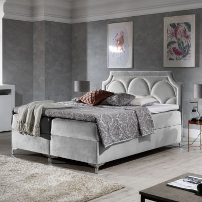 Přepychová postel CASSANDRA - 140x200, šedá + topper ZDARMA