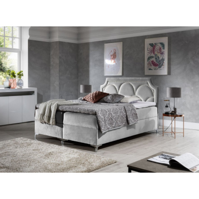 Přepychová postel CASSANDRA - 160x200, šedá + topper ZDARMA