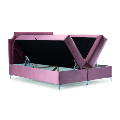 Přepychová postel CASSANDRA - 200x200, šedá + topper ZDARMA