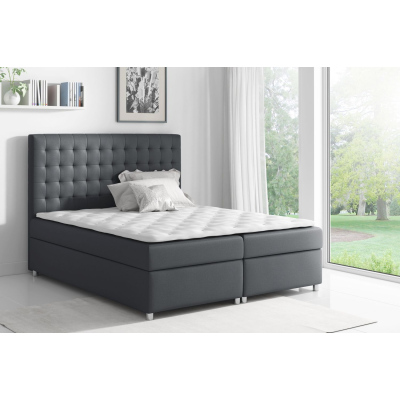 Kontinentální postel EVIO - 200x200, šedá + topper ZDARMA