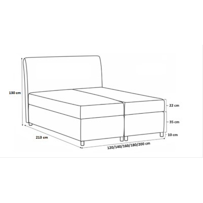 Kontinentální postel EVIO - 180x200, šedá + topper ZDARMA