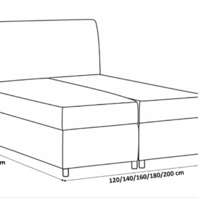 Kontinentální postel EVIO - 160x200, šedá + topper ZDARMA