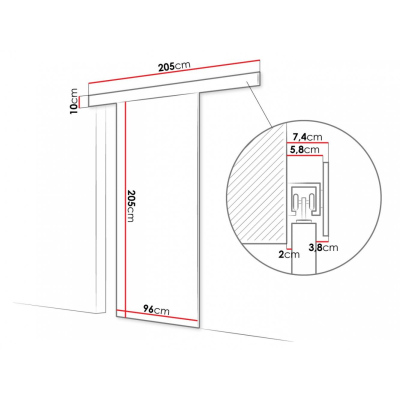 Posuvné dveře na stěnu ILAS IV. bílé 90