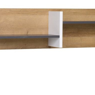 Závěsná police VISTA - dub zlatý / bílá / grafitová