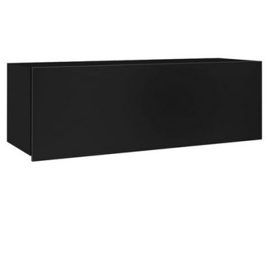 Závěsná police s dvířky CHEMUNG 4 - černá / lesklá černá