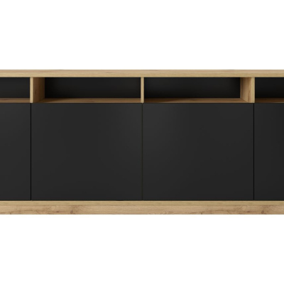 Prostorná komoda NIKET - dub taurus / černá matná