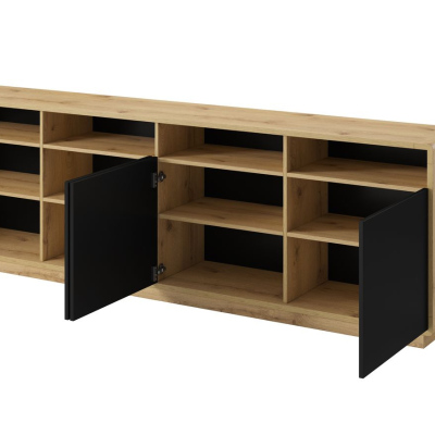 Prostorná komoda NIKET - dub taurus / černá matná