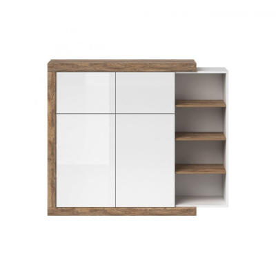 Vysoká komoda KASPAR - dub samdal / bílá