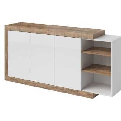 Policová komoda KASPAR - dub samdal / bílá