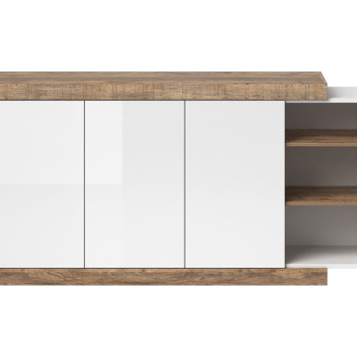 Policová komoda KASPAR - dub samdal / bílá