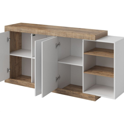 Policová komoda KASPAR - dub samdal / bílá