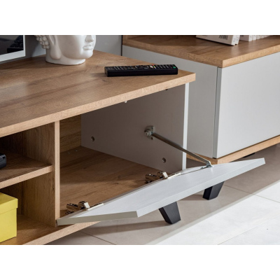 Stolek pod TV MAMBRA - dub riviera / perlově šedá