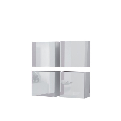 Set závěsných skříněk ASHTON - šedý / lesklý šedý