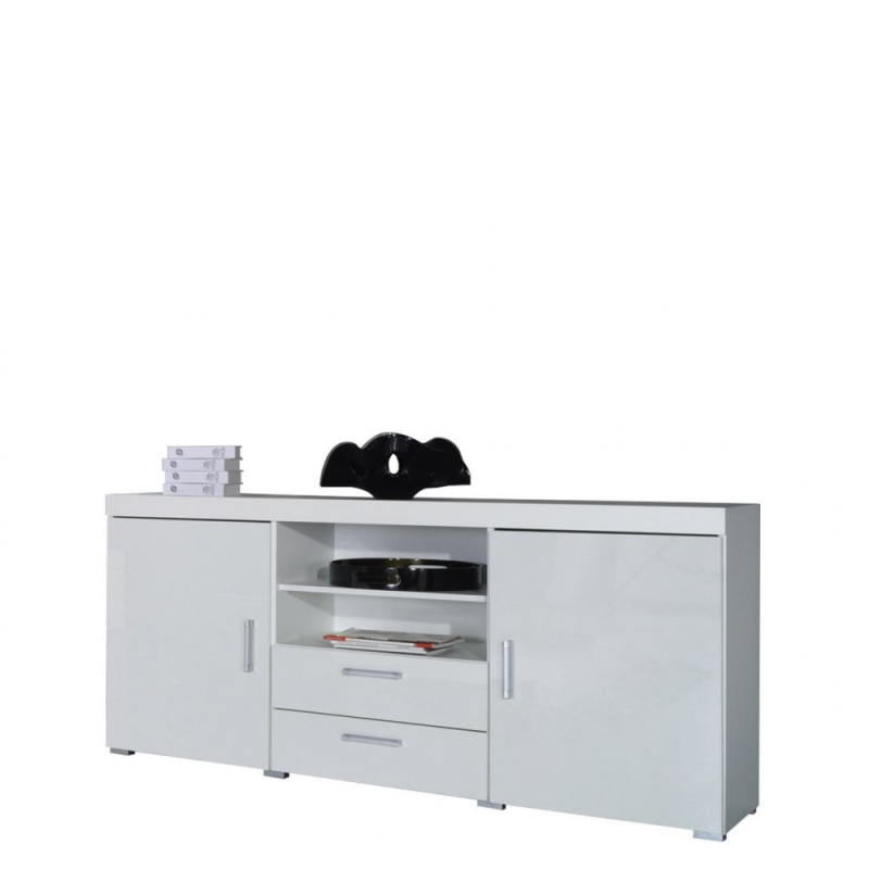 Kombinovaná komoda ITABUNA - bílá / lesklá bílá