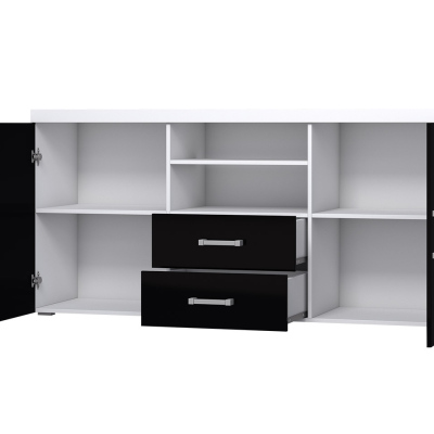 Kombinovaná komoda ITABUNA - bílá / lesklá bílá