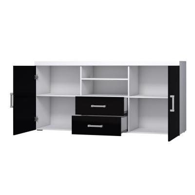 Kombinovaná komoda ITABUNA - bílá / lesklá bílá