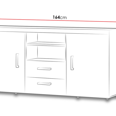 Kombinovaná komoda ITABUNA - bílá / lesklá bílá