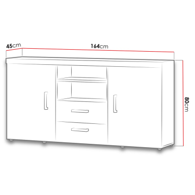 Kombinovaná komoda ITABUNA - bílá / lesklá bílá