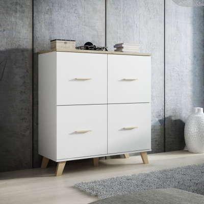 Komoda s dvířky COLINA - bílá / dub sonoma