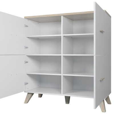 Komoda s dvířky COLINA - bílá / dub sonoma