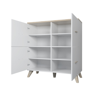 Komoda s dvířky COLINA - bílá / dub sonoma