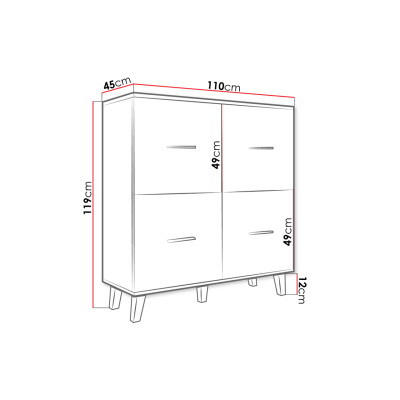 Komoda s dvířky COLINA - bílá / dub sonoma