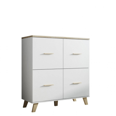 Komoda s dvířky COLINA - bílá / dub sonoma