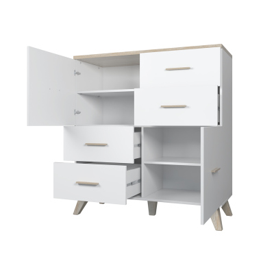 Kombinovaná komoda COLINA 2 - dub wotan / černá