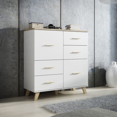 Kombinovaná komoda COLINA 2 - bílá / dub sonoma