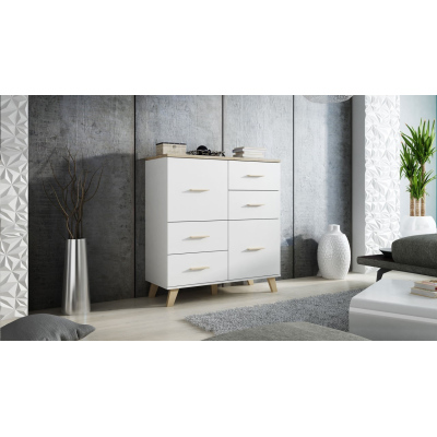 Kombinovaná komoda COLINA 2 - bílá / dub sonoma