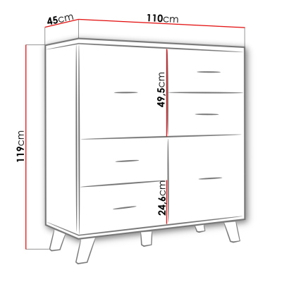 Kombinovaná komoda COLINA 2 - bílá / dub sonoma