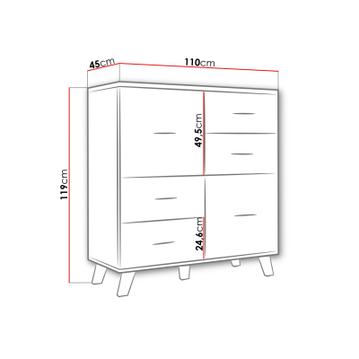 Kombinovaná komoda COLINA 2 - bílá / dub sonoma