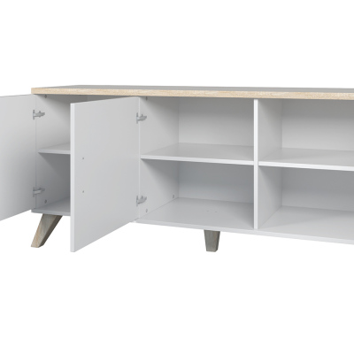 Televizní komoda COLINA - bílá / dub sonoma