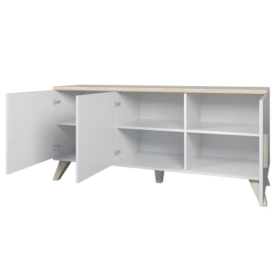 Televizní komoda COLINA - bílá / dub sonoma