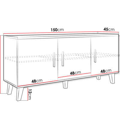 Televizní komoda COLINA - bílá / dub sonoma