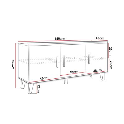 Televizní komoda COLINA - bílá / dub sonoma
