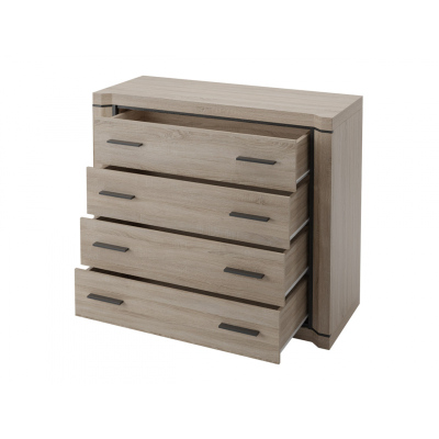 Šuplíková komoda ARIKA - šířka 107 cm, dub lanýž