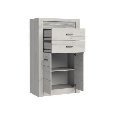 Komoda s LED osvětlením CHALAPATA - šířka 76 cm, dub kraft bílý