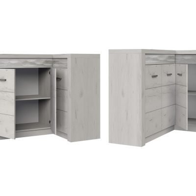 Rohová komoda s LED osvětlením CHALAPATA - jasan světlý, pravý roh