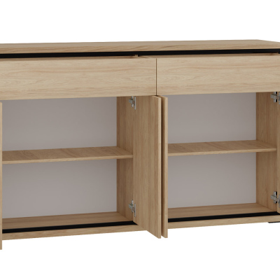 Kombinovaná komoda na nožkách s LED osvětlením SUCRE 3 - ořech hikora / dub