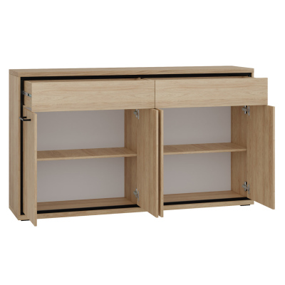 Kombinovaná komoda na nožkách s LED osvětlením SUCRE 3 - ořech hikora / dub