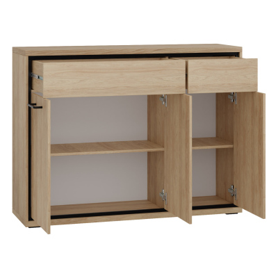 Kombinovaná komoda na nožkách s LED osvětlením SUCRE 2 - ořech hikora / dub