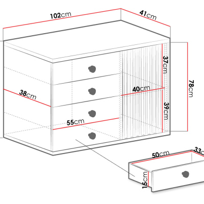 Kombinovaná komoda ORURO 2 - dub artisan / černá