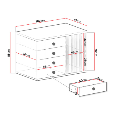 Kombinovaná komoda ORURO 2 - dub artisan / černá