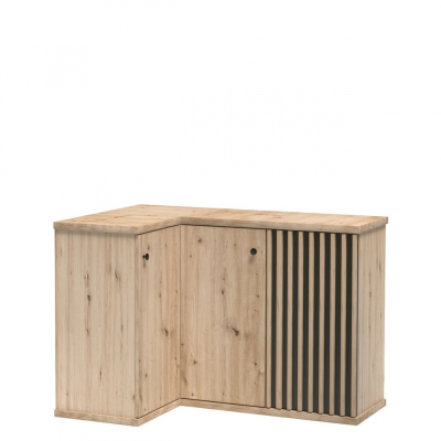 Rohová komoda ORURO - dub artisan / černá