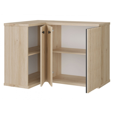 Rohová komoda ORURO - dub artisan / černá